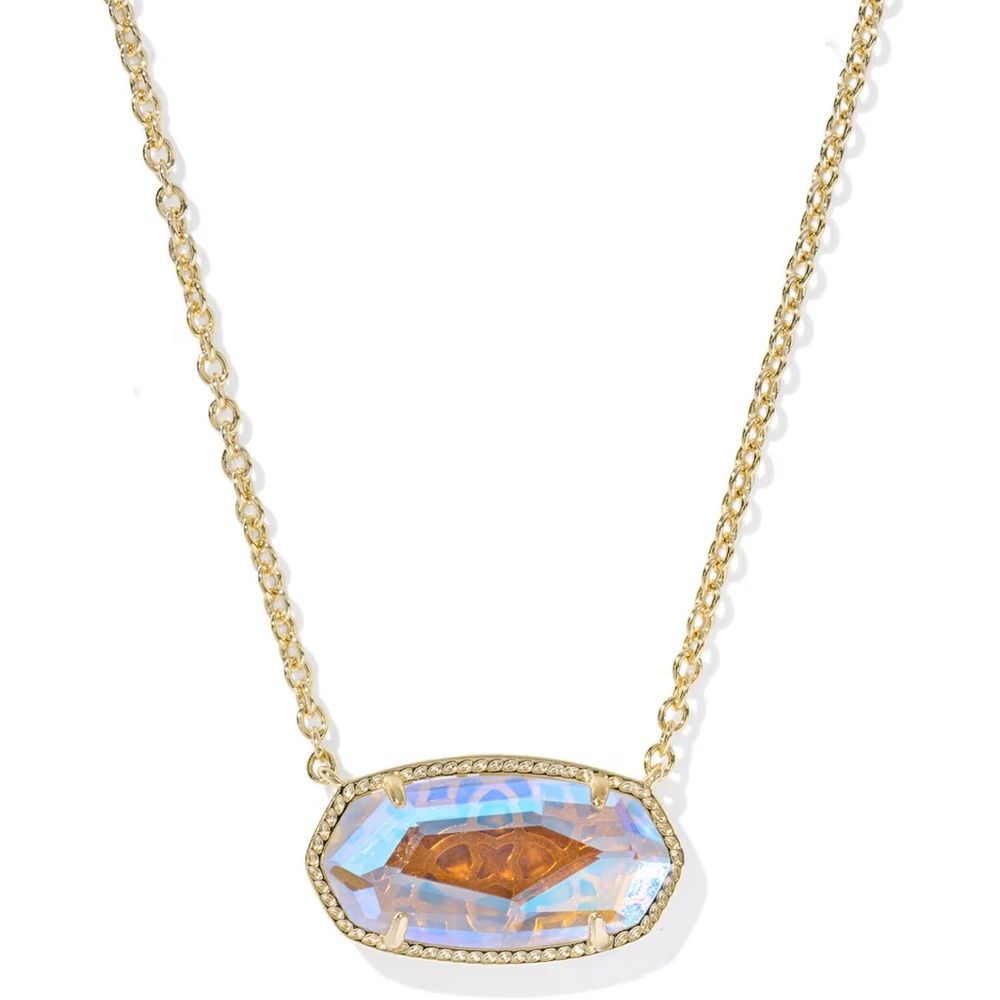 NWT Kendra Scott Elisa Gold Statement Short Pendant Necklace Dichoric glass - Picture 2 of 6